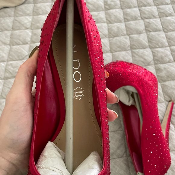 ALDO Loann Red Ruby Rhinestone Pumps, Size 5/35 - Picture 4 of 8